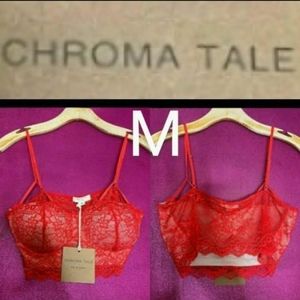 🆕Coral Red Sexy Lace Padded Bralette ~ Size M